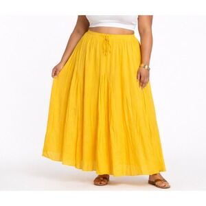 Vtg Jessica London Broomstick Maxi Skirt Plus 16 Cotton Yellow Festival Ren Fair